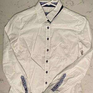 White Brioche Button Down Shirt